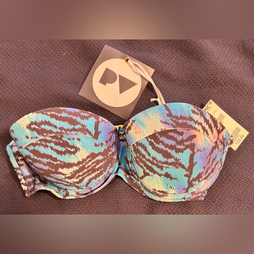 Zebra Print Strapless Bikini Top